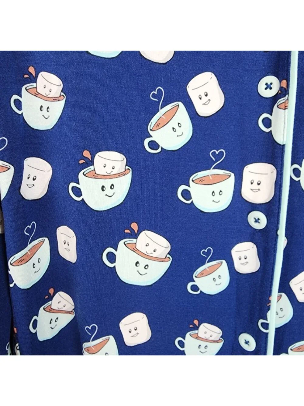 MeUndies women sz XS sleep shirt loungewear PJ top Marshmallow Coffee Blue